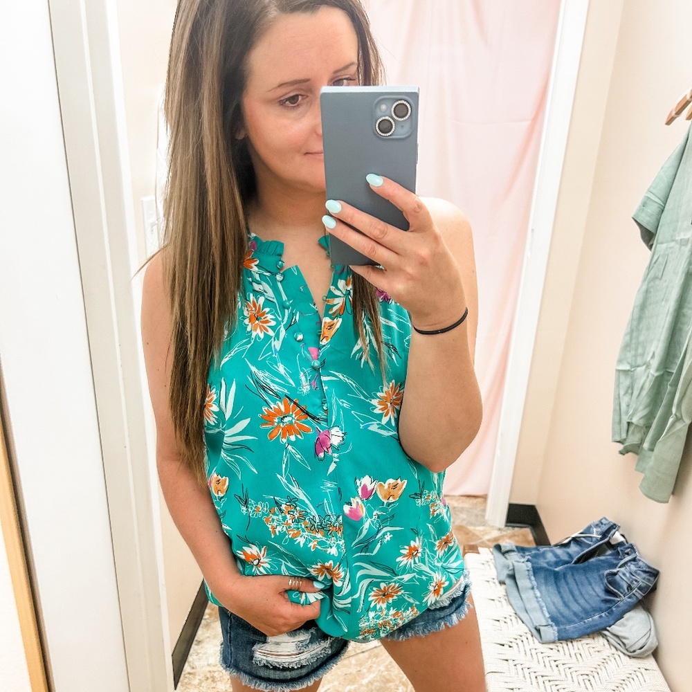Raven Green Sleeveless Blouse